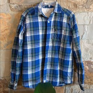 Abercrombie kids plaid Sherpa lines button down
